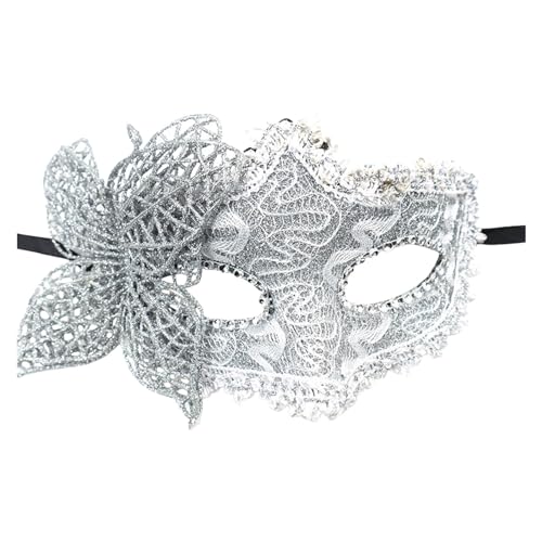 Maske Damen Maskenball Maskerade Venezianische Maske Karneval Masken Abschlussball Augenmaske Set Kostüm Party Supplies für Karneval Paare Jubiläum Festival Party Halloween (01-Silver, One Size) von Pursuit-W