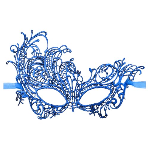 Venezianische Maske Damen Maskenball Maskerade Maske Karneval Masken Abschlussball Augenmaske Set Kostüm Party Supplies für Karneval Paare Jubiläum Festival Party Halloween (01-Blue, One Size) von Pursuit-W