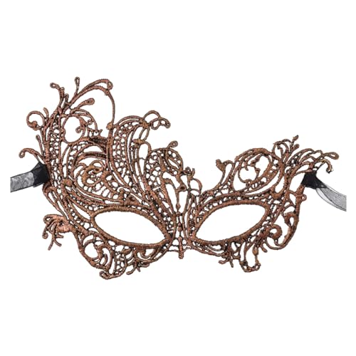 Venezianische Maske Damen Maskenball Maskerade Maske Karneval Masken Abschlussball Augenmaske Set Kostüm Party Supplies für Karneval Paare Jubiläum Festival Party Halloween (01-Bronze, One Size) von Pursuit-W