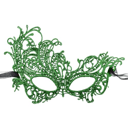 Venezianische Maske Damen Maskenball Maskerade Maske Karneval Masken Abschlussball Augenmaske Set Kostüm Party Supplies für Karneval Paare Jubiläum Festival Party Halloween (01-Green, One Size) von Pursuit-W