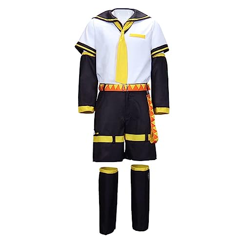 Puruuige Anime Kagamine Rin/Len Cosplay Kostüm Cartoon Charakter Rin Len Sailor Uniform Full Set Halloween JK Dress Up Set für Damen Herren von Puruuige