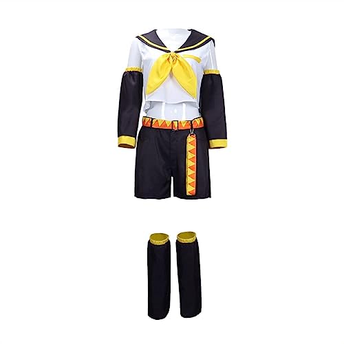Puruuige Anime Kagamine Rin/Len Cosplay Kostüm Cartoon Charakter Rin Len Sailor Uniform Full Set Halloween JK Dress Up Set für Damen Herren von Puruuige