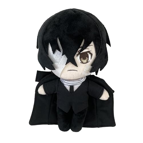 Puruuige BSD Plüschkissen, Puppe, Anime-Charaktere, Osamu Dazai (schwarz), Anime-Cartoon-Überwurfkissen, Figur, Plüsch, weich für Fans von Puruuige