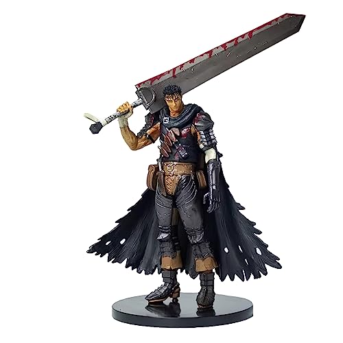 Anime Guts Figur Guts Battle Damaged Bloody Version Figur PVC Schwarz Schwertkämpfer Guts Modell Statue Spielzeug Büro Sammlungen Dekorationen Geschenk, 22 cm von Puruuige