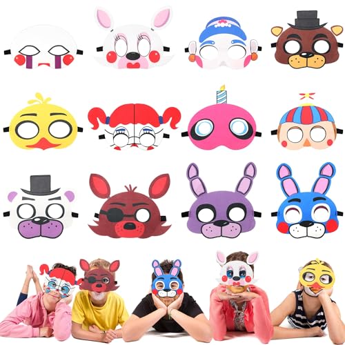 Puruuige Five Nights Party masken – 12er-Pack FNAF-Masken für Kinder, Cosplay-Kostüme, Partygeschenke – Anziehzubehör, Geschenk für Kinder, Jungen und Mädchen zum Spielen Puruuige Five Nights Party masken – 12er-Pack FNAF-Masken für Kinder, Cosplay-Kostüme, Partygeschenke – Anziehzubehör, Geschenk für Kinder, Jungen und Mädchen zum Spielen von Puruuige