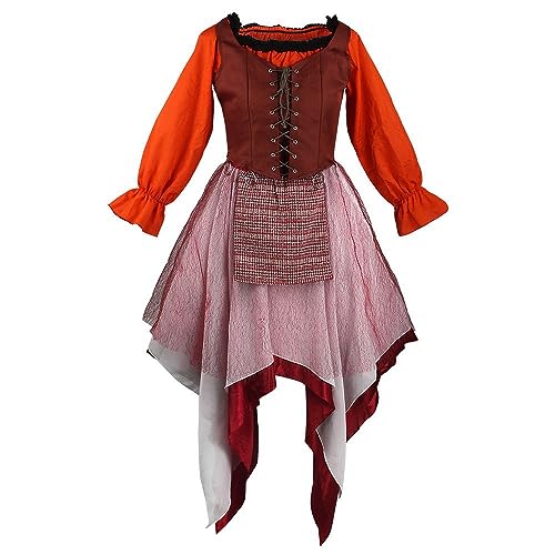 Puruuige Winifred Sanderson Kostüm Damen Hexe Cosplay Kostüm Kleid Mary Sarah Fancy Dress Up Outfits Samt Halloween Karneval Kostüm von Puruuige
