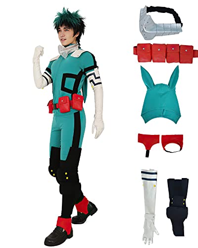 my hero academia Cosplay Kostüm Set Midoriya Izuku Cosplay Outfits Set Cartoon Jumpsuit Bodysuits für Halloween für Kinder und Erwachsene von Puruuige