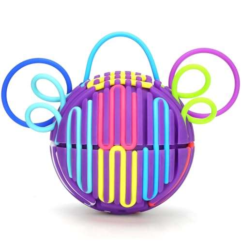 Sensorischer Aktivitätsball aus Silikon, sphärisches sechsseitiges sensorisches Aktivitätsbrett, Fidget-Spielzeug zur Beruhigung, Stress, Angst, ADHS und Autismus, Kinder ab 3 Jahren und (Lila) von PushGoGo