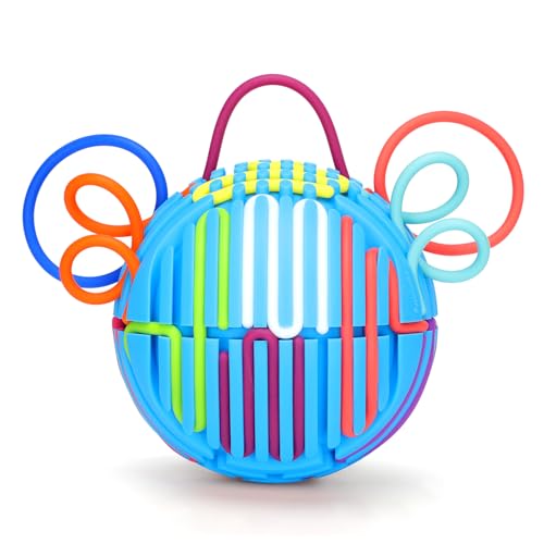 Sensorischer Aktivitätsball aus Silikon, sphärisches sechsseitiges sensorisches Aktivitätsbrett, Fidget-Spielzeug zur Beruhigung, Stress, Angst, ADHS und Autismus, Kinder ab 3 Jahren und von PushGoGo