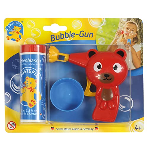 PUSTEFIX Bubble-Gun Bär I 70 ml Seifenblasenwasser I Seifenblasen Spielzeug Made in Germany I Bubble Pistole für Kindergeburtstag, Hochzeit & als Gastgeschenk I Spaß für Kinder & Erwachsene von Pustefix