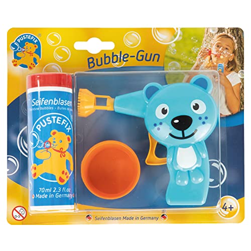 PUSTEFIX Bubble-Gun Katze I 70 ml Seifenblasenwasser I Seifenblasen Spielzeug Made in Germany I Bubble Pistole für Kindergeburtstag, Hochzeit & als Gastgeschenk I Spaß für Kinder & Erwachsene von Pustefix