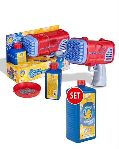 PUSTEFIX Bubble Party Bazooka & 1L Nachfüllflasche I Lustiges Seifenblasen Kinder Set mit Seifenblasen Flüssigkeit I Besonders viele Bunte Bubbles PUSTEFIX Bubble Party Bazooka & 1L Nachfüllflasche I Lustiges Seifenblasen Kinder Set mit Seifenblasen Flüssigkeit I Besonders viele Bunte Bubbles von Pustefix