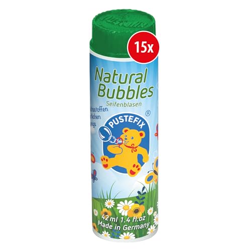 PUSTEFIX Klassik Natural Bubbles Set, 15x Klassik 42ml, Umweltfreundliche Seifenblasen Made in Germany, Ideal für Kindergeburtstage, Hochzeiten, Events, 15 Flaschen à 42 ml für langanhaltenden Spaß von Pustefix