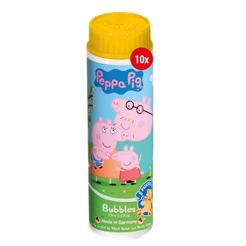 Pustefix Klassik Seifenblasen Kinder I Peppa Pig 10 STK. I 70 ml Seifenblasen Flüssigkeit I Bunte Bubbles für Hochzeit, Kindergeburtstag, Polterabend & Party von Pustefix