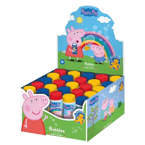 PUSTEFIX Klassik Seifenblasen Kinder I Peppa Pig 25 STK. I 70 ml Seifenblasen Flüssigkeit I Bunte Bubbles für Hochzeit, Kindergeburtstag, Polterabend & Party von Pustefix