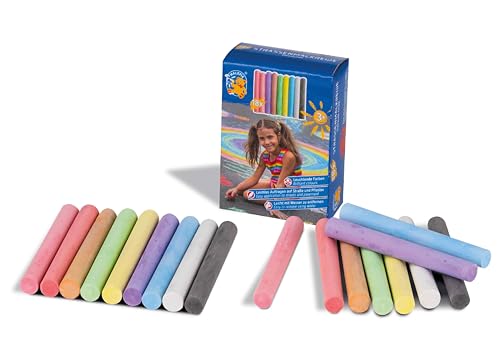 PUSTEFIX MALEFIX Straßenmalkreide Nachfüllpack 18er – 18 Kreiden in 9 Farben, ideal zum Nachfüllen von Schablonensets – Perfekt für kreative Malerei auf Gehwegen, in Gärten und auf Asphalt von Pustefix
