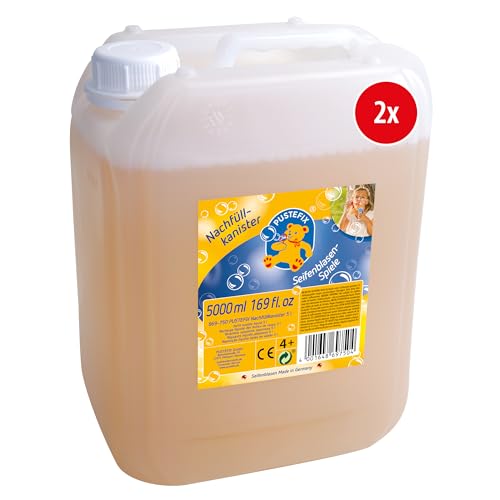 PUSTEFIX Nachfüllkanister 2 x 5 L I PUSTEFIX Seifenblasen Flüssigkeit I Seifenblasen Nachfüllflasche I Bubbles für Hochzeit, Geburtstag & Kinderspiele von Pustefix