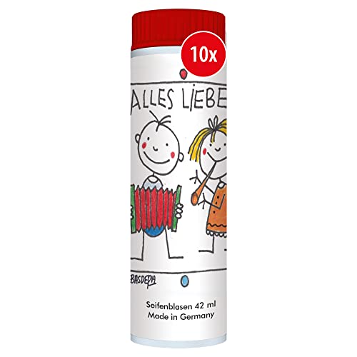 PUSTEFIX Seifenblasen Set I 10x Klassik 42ml Basdera Alles Liebe I Bubbles Made in Germany I Alles Liebe Seifenblasen für Kinder-Geburtstag, Hochzeit, Standesamt, Polterabend I 10x42 ml Vorteilspack von Pustefix