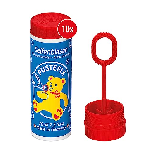 PUSTEFIX Seifenblasen Set I 10x Klassik 70ml I Bunte Bubbles Made in Germany I Seifenblasen für Hochzeit, Kindergeburtstag, Standesamt, Polterabend I 10 x 70 ml Vorteilspack für Kinder & Erwachsene von Pustefix