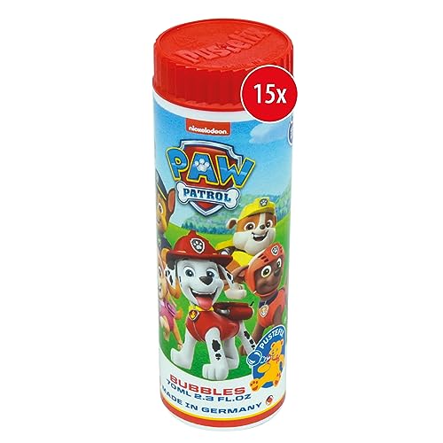 PUSTEFIX Seifenblasen Set I 15x Klassik 70ml PAW Patrol I Bunte Bubbles Made in Germany I Seifenblasen für Kindergeburtstag, als Mitgebsel oder Gastgeschenk I 15 x 70 ml Vorteilspack für Kinder von Pustefix