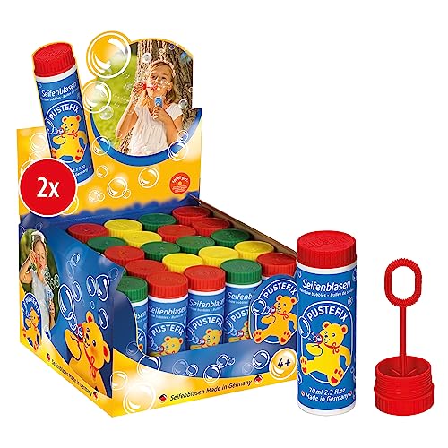 PUSTEFIX Seifenblasen Set I 50x Klassik 70ml I Bunte Bubbles Made in Germany I Seifenblasen für Hochzeit, Kindergeburtstag, Standesamt, Polterabend I 50 x 70 ml Vorteilspack für Kinder & Erwachsene von Pustefix