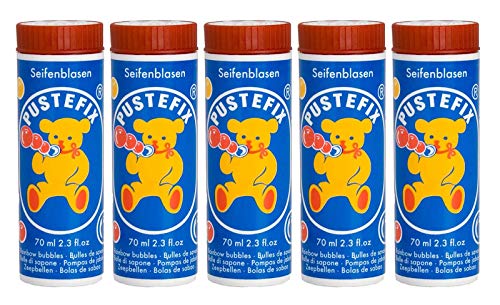 PUSTEFIX Seifenblasen Set I 5X Klassik 70ml I Bunte Bubbles Made in Germany I Seifenblasen für Hochzeit, Kindergeburtstag, Standesamt, Polterabend I 5 x 70 ml Vorteilspack für Kinder & Erwachsene von Pustefix