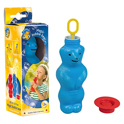 PUSTEFIX Zauberbär Blau I 180 ml Seifenblasenwasser I Bubbles Made in Germany I Seifenblasen Spielzeug für Kindergeburtstag, Hochzeit, Sommerparty & als Gastgeschenk I Spaß für Kinder & Erwachsene von Pustefix