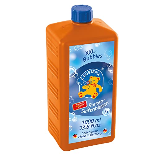 PUSTEFIX XXL-Bubbles Nachfüllflasche Maxi, 1000ml Seifenblasenwasser I Bubbles Made in Germany I Seifenblasen für Hochzeit, Kindergeburtstag, Polterabend I Riesen-Seifenblasen für Kinder & Erwachsene von Pustefix