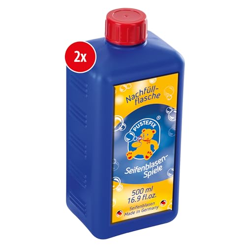 PUSTEFIX Nachfüllflasche Midi I 2 x 500 ml Seifenblasenflüssigkeit I Bubbles Made in Germany I Seifenblasen für Hochzeit, Kindergeburtstag, Polterabend I Seifenblasen für Kinder & Erwachsene von Pustefix