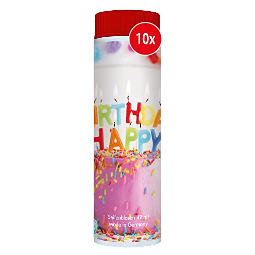 PUSTEFIX Seifenblasen Set I 10 x Klassik 42ml Geburtstag Torte I Bunte Geburtstag-Bubbles Made in Germany I Seifenblasen für Hochzeit, Standesamt, Kindergeburtstag I 10 x 42 ml Vorteilspack von Pustefix