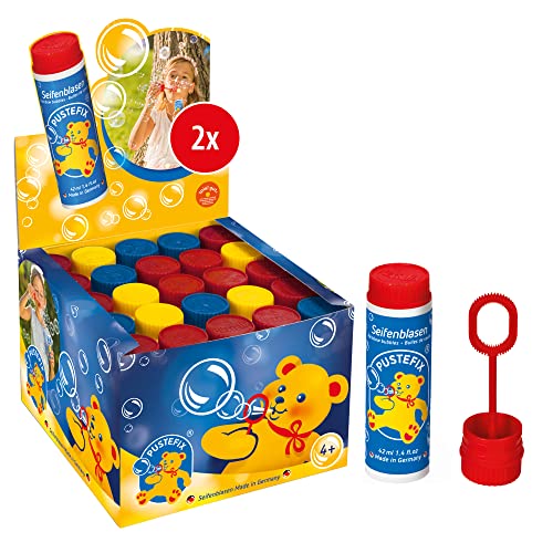 PUSTEFIX Seifenblasen Set I 2 x 25 Klassik 42ml I Bunte Rainbow Bubbles Made in Germany I Seifenblasen für Hochzeit, Kindergeburtstag, Standesamt, Polterabend I 50 x 42 ml Vorteilspack von Pustefix