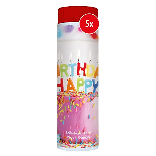 PUSTEFIX Seifenblasen Set I 5 x Klassik 42ml Geburtstag Torte I Bunte Geburtstag-Bubbles Made in Germany I Seifenblasen für Hochzeit, Standesamt, Kindergeburtstag I 5 x 42 ml Vorteilspack von Pustefix