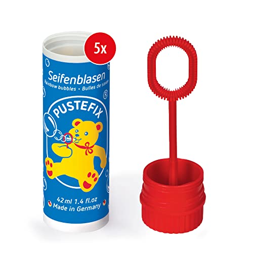 PUSTEFIX Seifenblasen Set I 5 x Klassik 42ml I Bunte Rainbow Bubbles Made in Germany I Seifenblasen für Hochzeit, Kindergeburtstag, Standesamt, Polterabend I 5 x 42 ml Vorteilspack PUSTEFIX Seifenblasen Set I 5 x Klassik 42ml I Bunte Rainbow Bubbles Made in Germany I Seifenblasen für Hochzeit, Kindergeburtstag, Standesamt, Polterabend I 5 x 42 ml Vorteilspack von Pustefix