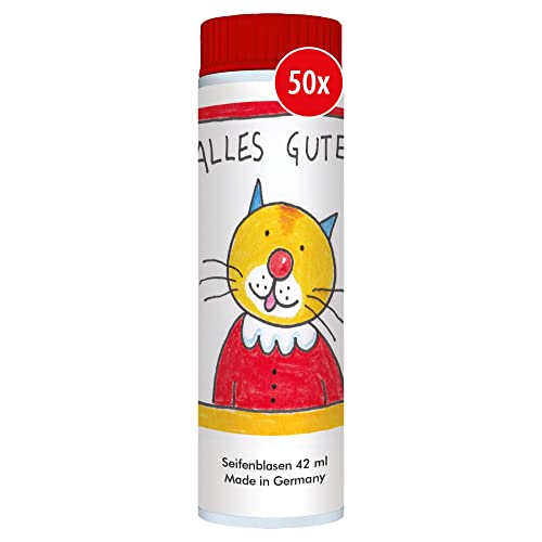 PUSTEFIX Seifenblasen Set I 50 x Klassik 42ml Basdera Alles Gute I Bubbles Made in Germany I Alles Gute Seifenblasen für Kinder-Geburtstag, Hochzeit, Standesamt, Polterabend I 50 x 42 ml Vorteilspack von Pustefix