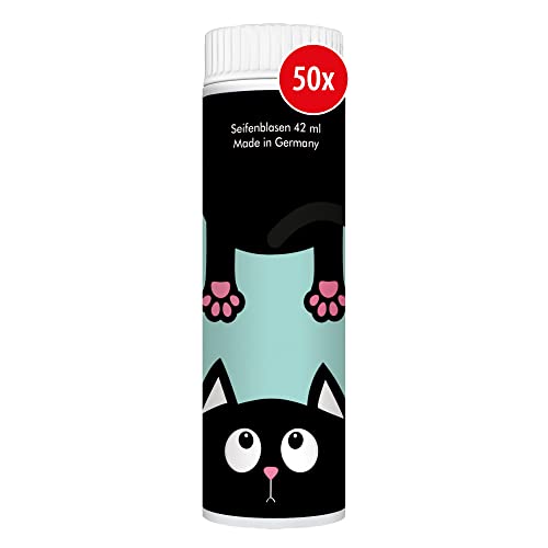 PUSTEFIX Seifenblasen Set I 50 x Klassik 42ml Tiere Katze I Bunte Katzen-Bubbles Made in Germany I Seifenblasen für Kinder-Geburtstag, Hochzeit, Standesamt, Polterabend I 50 x 42 ml Vorteilspack von Pustefix