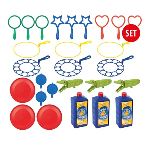 PUSTEFIX Seifenblasen Set für Kinder - 15 Blasringe, 3 Bubblegator + 3000 ml Seifenblasenwasser, Bunte Bubbles Made in Germany, Seifenblasen Spielzeug für Hochzeit, Kindergeburtstag, Polterabend PUSTEFIX Seifenblasen Set für Kinder - 15 Blasringe, 3 Bubblegator + 3000 ml Seifenblasenwasser, Bunte Bubbles Made in Germany, Seifenblasen Spielzeug für Hochzeit, Kindergeburtstag, Polterabend von Pustefix