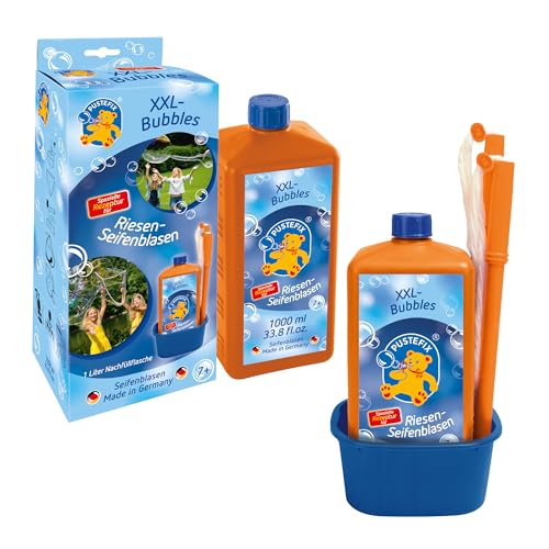 PUSTEFIX XXL-Bubbles + Nachfüllflasche Maxi 1 Liter I Seifenblasenwasser und Zubehör I Bunte Bubbles Made in Germany I Für Hochzeit, Kindergeburtstag, Standesamt, Polterabend I Riesen-Seifenblasen PUSTEFIX XXL-Bubbles + Nachfüllflasche Maxi 1 Liter I Seifenblasenwasser und Zubehör I Bunte Bubbles Made in Germany I Für Hochzeit, Kindergeburtstag, Standesamt, Polterabend I Riesen-Seifenblasen von Pustefix