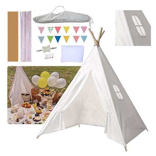 Putentfun Kindertipi Spielzelt Dacron 120x120x160cm Tipi Zelt für Kinder mit Tragetasche&Farbige Flaggen,Waschbar Kinderzelt für Drinnen,Tipi Zelt Kinderzimmer,4 Tungholz Stabilisierung Kinderzelt b Putentfun Kindertipi Spielzelt Dacron 120x120x160cm Tipi Zelt für Kinder mit Tragetasche&Farbige Flaggen,Waschbar Kinderzelt für Drinnen,Tipi Zelt Kinderzimmer,4 Tungholz Stabilisierung Kinderzelt b von Putentfun