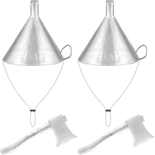 Halloween-Kostüm-Zubehör, silberfarben, Trichter, Hut, Axt, Set, silberfarben, metallisch, Zauberer-Outfit, Zubehör für Erwachsene, Kinder, Cosplay-Party, 4 Stück von Puteraya