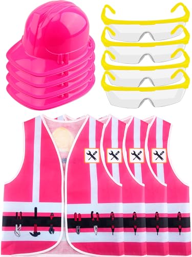 Puteraya Bauarbeiter-Kostüm für Kinder, inklusive Bauweste, Schutzbrille, Schutzbrille für Kinder, Karrieretag, Halloween, 12 Stück (Farbstil 3) von Puteraya
