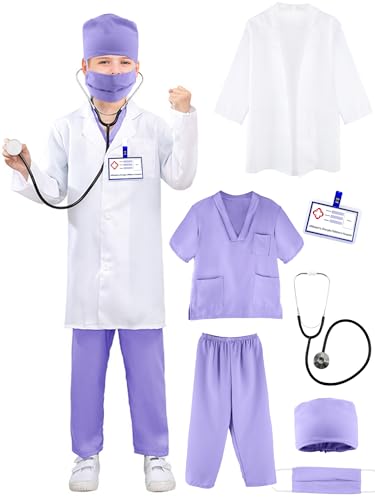 Puteraya Kinder Arzt Kostüm Set Chirurgenanzug Arztuniform Wissenschaftleruniform mit Stethoskop Spielzeug für Jungen Mädchen Verkleiden Halloween Cosplay (Arztkostüm-Set 5, 9-12 Jahre (140-150 cm)) Puteraya Kinder Arzt Kostüm Set Chirurgenanzug Arztuniform Wissenschaftleruniform mit Stethoskop Spielzeug für Jungen Mädchen Verkleiden Halloween Cosplay (Arztkostüm-Set 5, 9-12 Jahre (140-150 cm)) von Puteraya