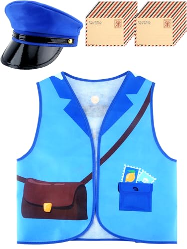 Puteraya Kinder Briefträger Kostümset Briefträger Weste Mütze Umschläge Briefträger Verkleidung für Jungen und Mädchen Karrieretag Halloween Rollenspiel Party Cosplay von Puteraya