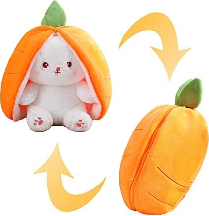 Putextile Easter Bunny Plush Toy Soft Stuffed Animal,Cute Rabbit Plushie Toys Floppy Ear Reversible Bunny Hide-and-Seek Bunny Carrot Pillow Plush Play Room Decor Gifts for Kids von Putextile