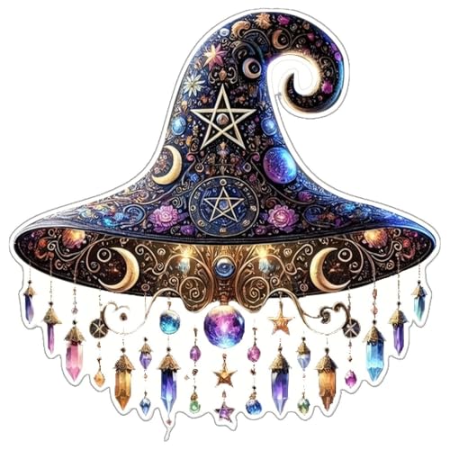 Puwaiio Halloween Hexenhut Deko - Gotische Halloween Anhänger Deko Für Zuhause & Feiern - 2D Saisonschmuck Für Wand, Tür, Fenster, Party, Zuhause, Thementische von Puwaiio