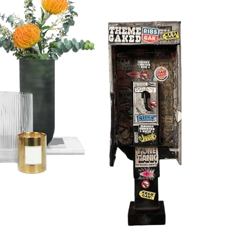 Puwaiio Miniatur Telefonzelle Mit Graffiti-Design - Mini Vintage Telefonzelle Modell Deko | Retro Modell Zum Sammeln Und Dekorieren Für Wohnzimmer Und Schlafzimmer von Puwaiio