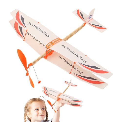 Puwaiio Segelflugzeug-Modellflugzeuge, Flugzeuge Mit Gummibandantrieb, Doppeldecker-Modellspielzeug, Outdoor-Sport, Flugspielzeug Für Kinder (zufälliges Muster) von Puwaiio