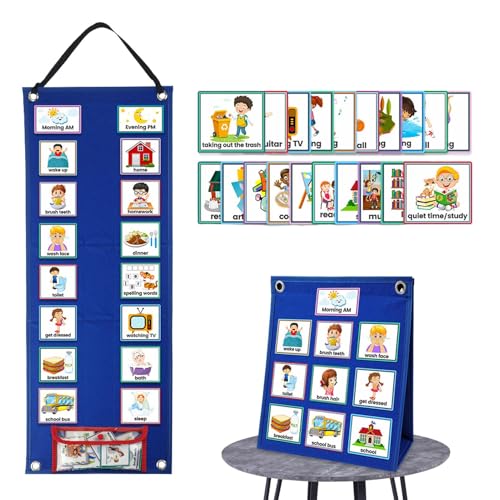 Puwaiio Visuelles Tagesablaufdiagramm Für Kinder - Visueller Zeitplan Für Den Tagesablauf Von Kindern - Visueller Tagesplaner Mit 70 Routinekarten Für Kinder,Verantwortungsbewusstsein Fördern von Puwaiio