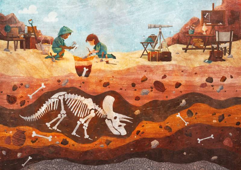 Puzzle Michèle Wilson Handgeschnittenes Holzpuzzle - Dinosaur Dig 50 Teile Puzzle Puzzle-Michele-Wilson-K1224-50 von Puzzle Michèle Wilson