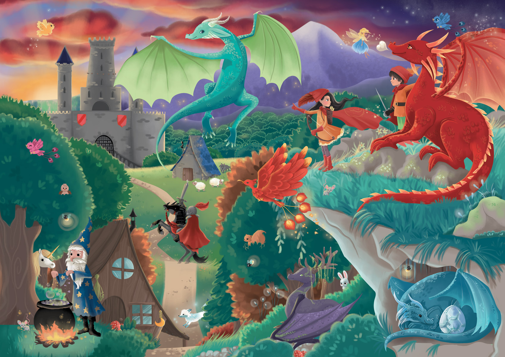 Puzzle Michèle Wilson Handgeschnittenes Holzpuzzle - Dragons 50 Teile Puzzle Puzzle-Michele-Wilson-K865-50 von Puzzle Michèle Wilson