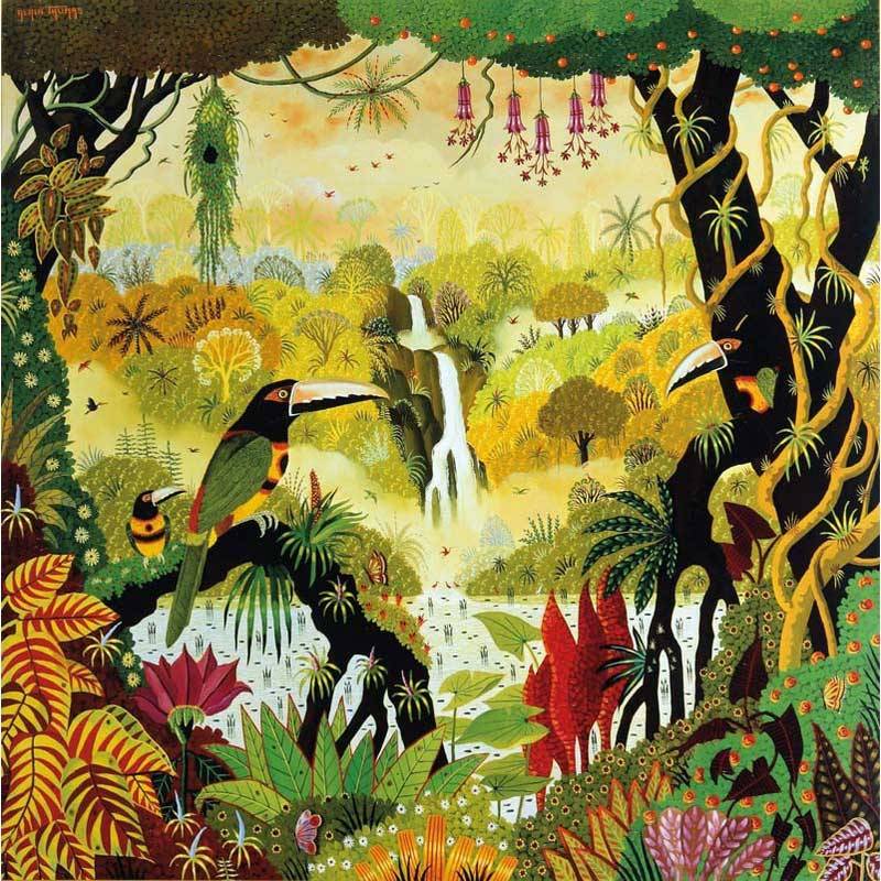 Puzzle Michèle Wilson Handgeschnittenes Holzpuzzle - Thomas : Ariel Toucan By The Waterfall 80 Teile Puzzle Puzzle-Michele-Wilson-A850-80 von Puzzle Michèle Wilson